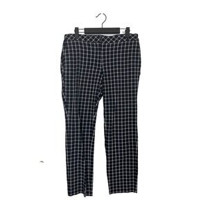 J.Jill‎ Premium Bi Stretch Plaid Pants Women's 6 Black White Dress Work Classic